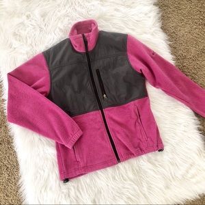 Columbia pink gray zip up fleece jacket, small